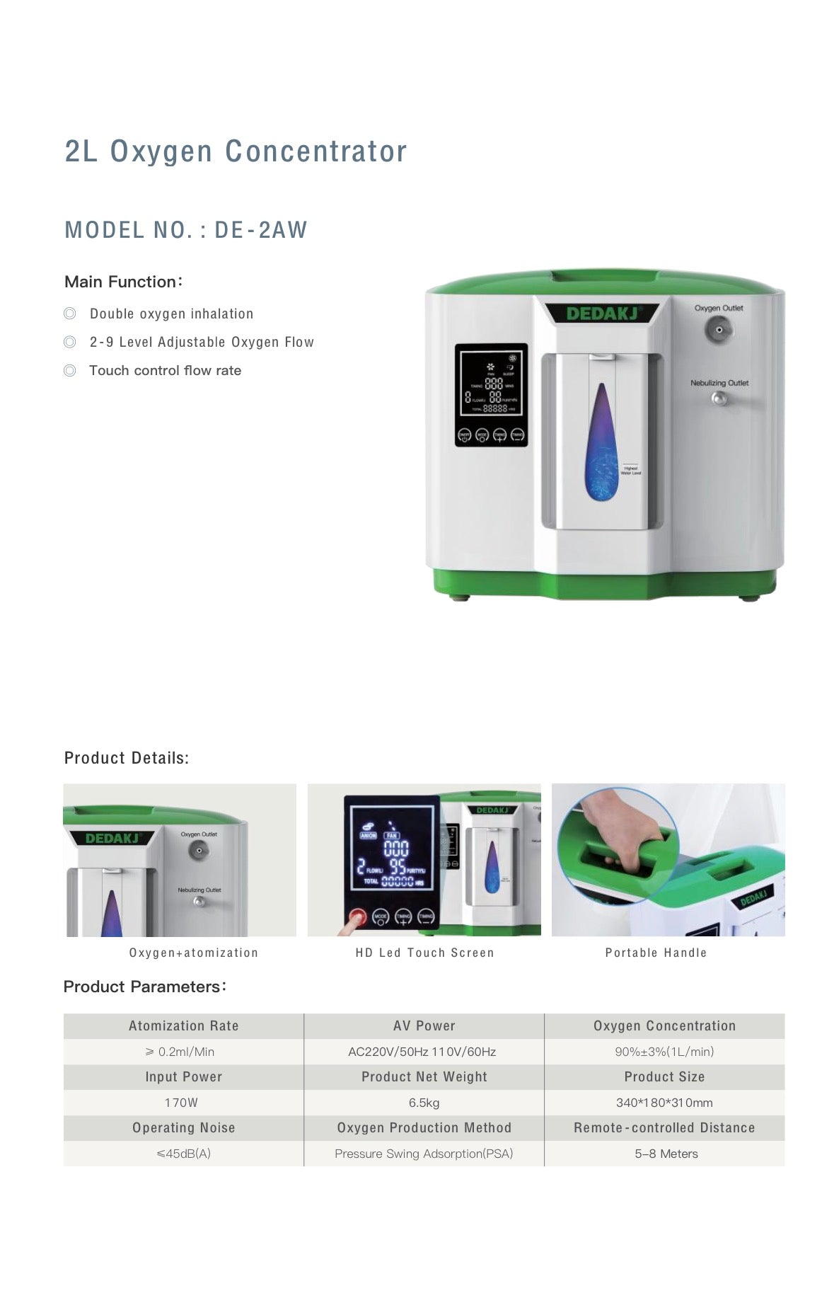 DEDAKJ Oxygen Concentrator